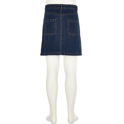 Girls blue denim button-up skirt